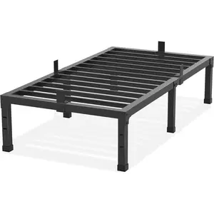Twin Size Bed Frames, 14 Inch High 3500 lbs Heavy Duty Metal Platform, Mattress Foundation with Steel Slat Support/No Box Spring Needed/Noise Free/Non-Slip/Easy Assembly