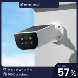 wansview 2.4Ghz WiFi Home Security Cameras Continuous Solar Power - Security Cameras Wireless for outdoor, SD/Cloud Storage (optional), Waterproof, 2K Color Night Vision, Works with Alexa/Home, camara de seguridad Springtok