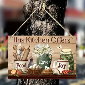 Wooden Kitchen Offers Sign, 1 Count Farmhouse Kitchen Wall Art, Modern Country Kitchen Decor, Wall Hanging Decor for Home Living Room & Dining Room, Decorative Plaque, Rustic Farmhouse Design