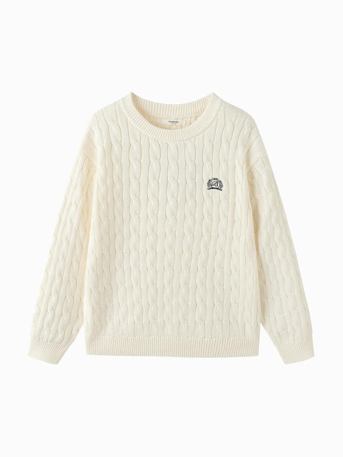 Balabala Boys' Fitted Stripe Print Cable Knitting Sweatshirt - Soft Acrylic, Long Sleeve Crew Neck, Stylish Basic Top for 7-8/11-12 Years, Versatile Everyday Wear