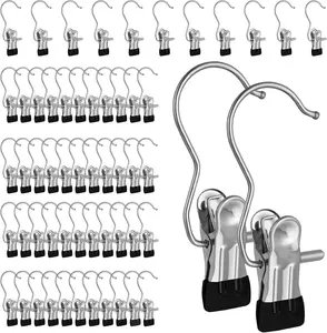 20 Pack Space Saving Hanger Hooks Rustproof Clips for Pants Hats Storage Organizer Lightweight Travel Waterproof Household Laundry Closet Universal Design