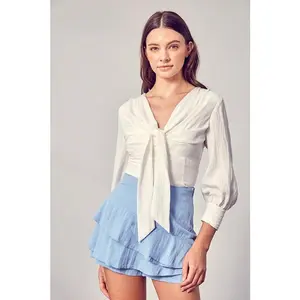Do + Be Collection Front Tie Long Sleeve Top