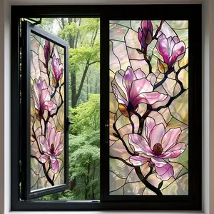 2D Flat Window Film, Jade Glass Design, 17.72x39.37 Inches, Matte PVC, Electrostatic Adhesive, No Glue Needed, Home Office Decor