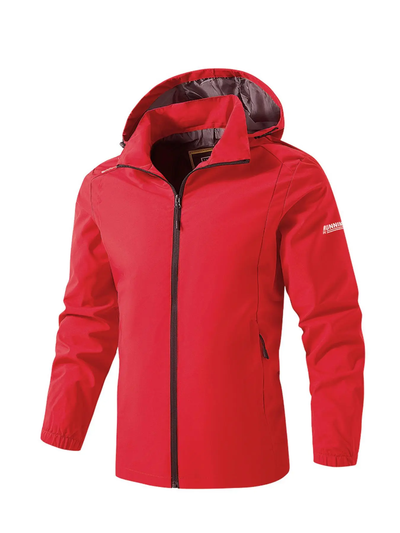 Men's Solid Color Detachable Hood Jacket, Casual Windproof & Waterproof Long Sleeve Zip Up Jacket for Spring & Fall, Fashion Men's Outerwear for Outdoor Activities, Menswear