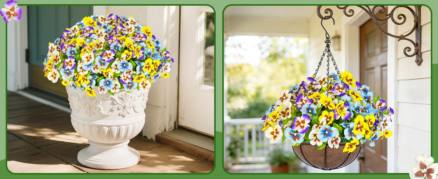 2pcs Artificial Outdoor Hanging Flowers with Basket - 189 Blooms UV Resistant Faux Hyacinth & Boston Fern Set, Waterproof Fake Plants for Porch Garden Patio Home Decor 2pcs Artificial Outdoor Hanging Flowers with Basket - 189 Blooms UV Resistant Faux Hyacinth & Boston Fern Set, Waterproof Fake Plants for Porch Garden Patio Home Decor