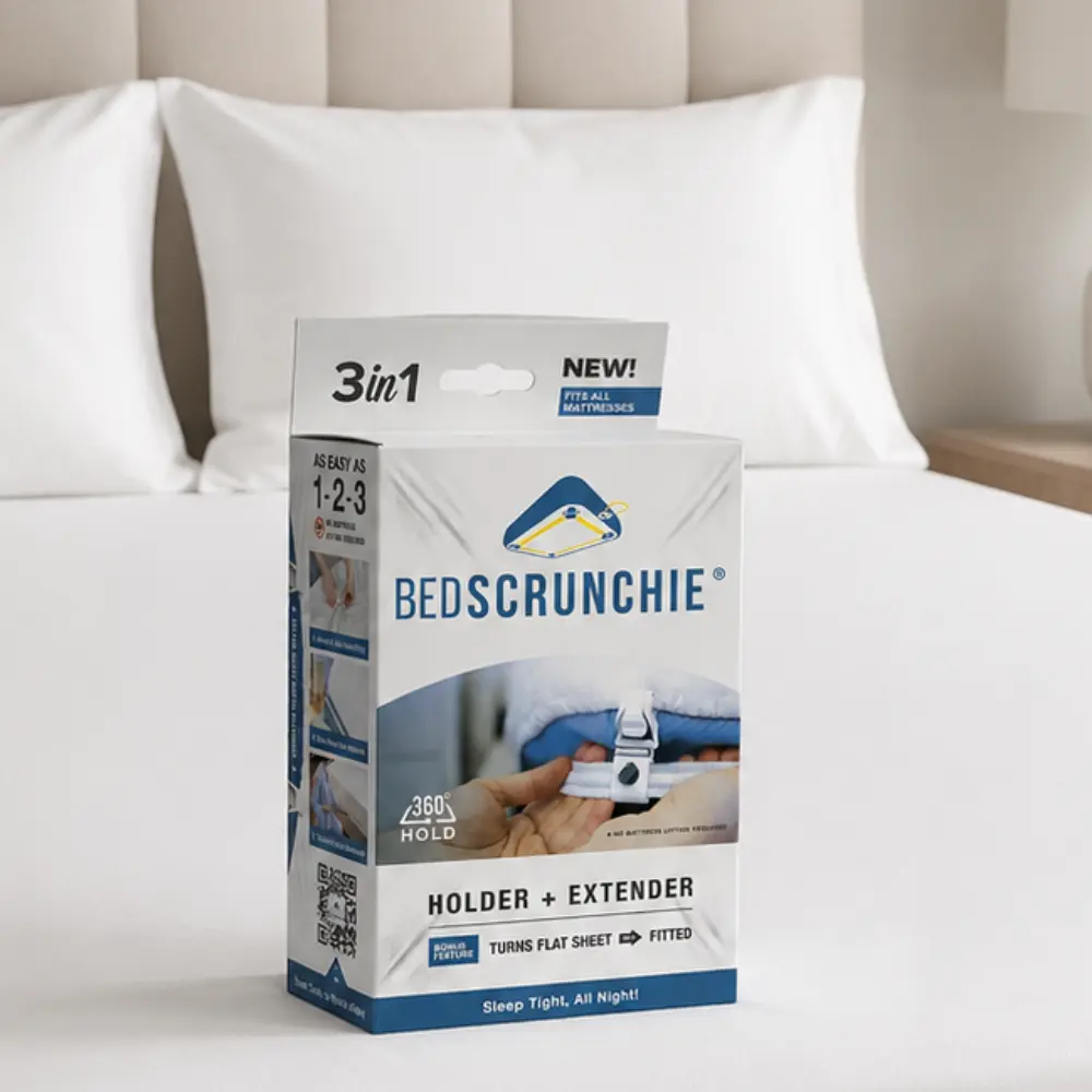 BED SCRUNCHIE Bed Sheet Holder Kit, 360 Degree Sheet Tightening System With Bed Sheet Straps and Anti-Slip Clips, Universal Fit for Fitted Sheets, Mattress Toppers, Deep Pocket, Pillow-Top, and Adjustable Beds Bedding Supplies Bed Garter