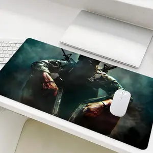 Horror Killer Style Large Gaming Mouse Pad, Office Desk Accessories, Non-slip Rubber Base Stitched Edge Desk Pad for Desk Laptop Desktop, Desktop Accessory