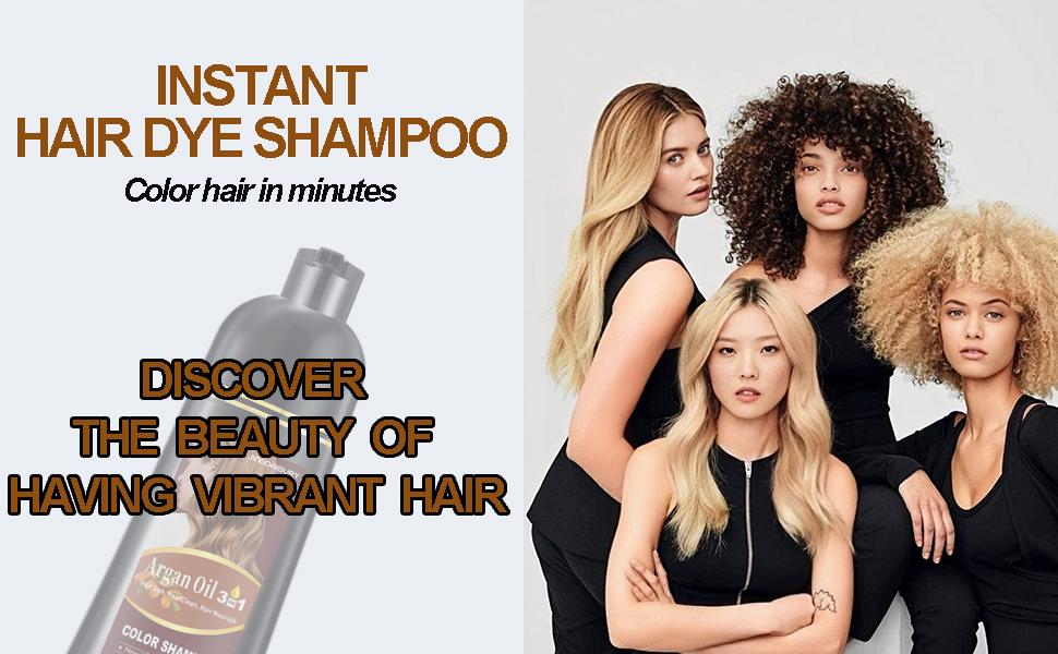 Herbal Chesnut Brown Hair Dye Shampoo With Argan Oil-3-IN-1 Shampoo Para Pintar el Cabello,  Champu Para Canas,Long Lasting For Grey Coverage