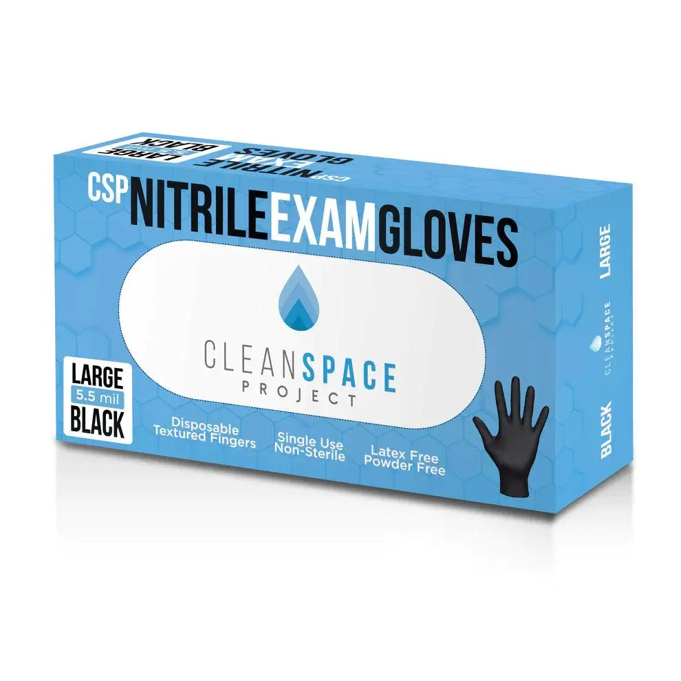 Cleanspace Nitrile Exam Gloves - X-Large, Disposable, Single Unit, Powder Free, Available in Black