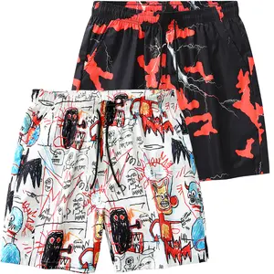 2-Pack Unisex Summer Casual Shorts - Loose Plus Size Hip Hop, 5-Inch Hawaiian Beach Athletic Pants