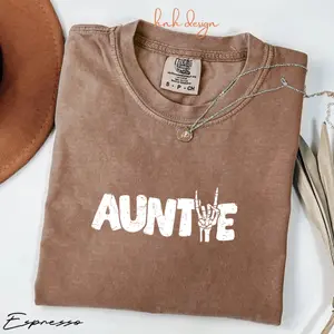 Comfort Colors Auntie TShirt, Auntie Skeleton T-Shirt, New Aunt, Pregnancy Announcement, Gift for Aunt, Pregnancy to Aunt, Skeleton Hand Tee, Halloween TShirt -  Hnh Design Apperal