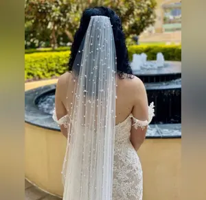 Off White Cathedral Pearl Veil - 118 inches