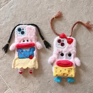 Cute Cartoon Plush Phone Case, 1 Count Anti-fall Phone Protector Cover, Shockproof Phone Protective Case Compatible with iPhone 15 14 13 12 11 Series Accessories