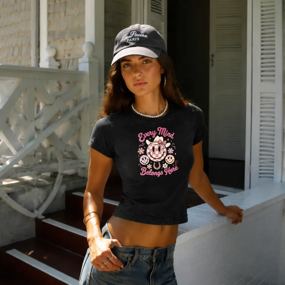 Women’s Short-Sleeve Cute Cartoon Graphic Crop Top, Funny Casual Streetwear Tee, Shortsleeve