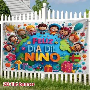 2D Flat Festival Banner, Vibrant Rainbow and Colorful Illustrations, Large Background Banner for Parties, Ideal for Celebrations and Birthdays