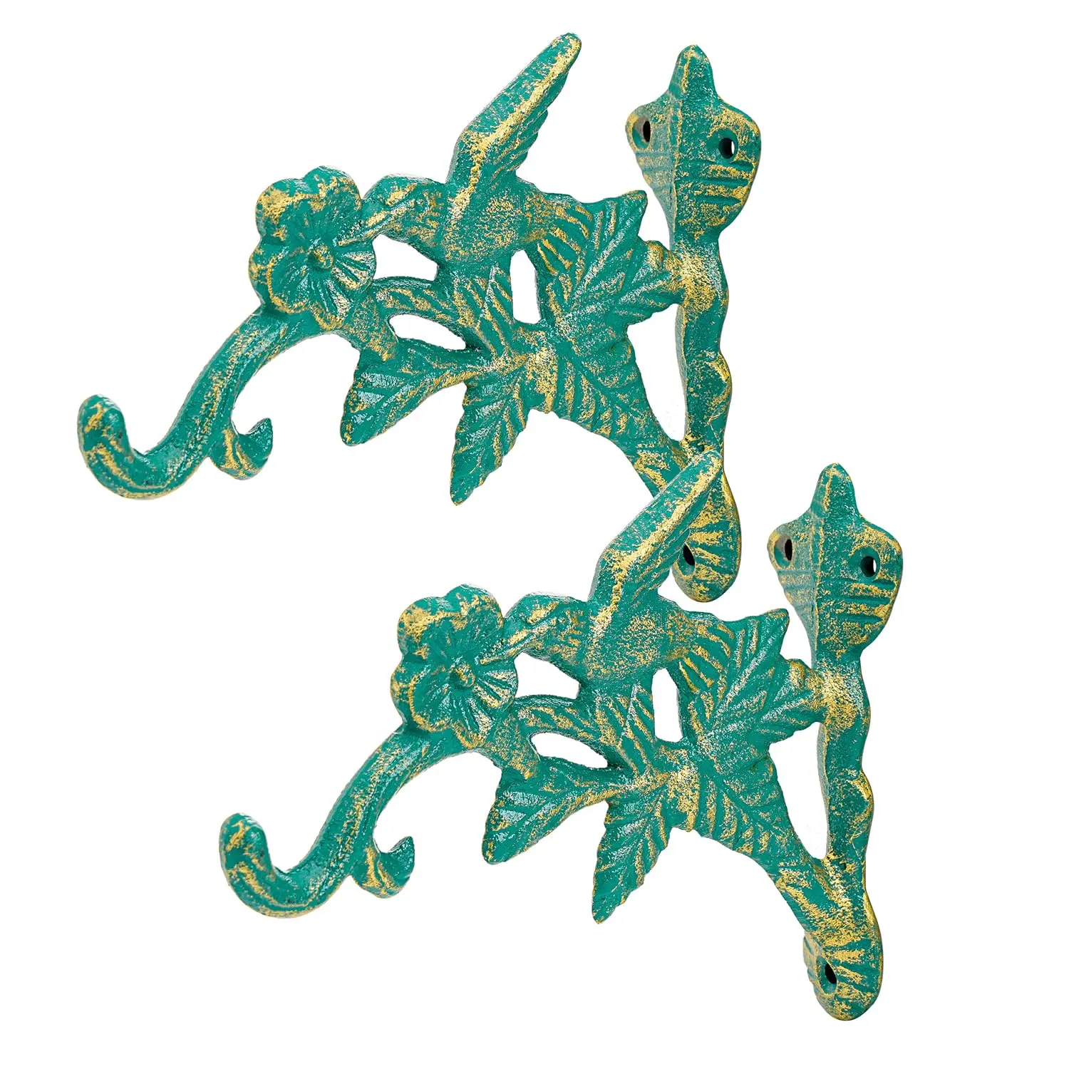Sungmor 2-Pack Cast Iron Wall Brackets - Decorative Hanging Hooks with Convenience & Utility, Hang Pots with Ease for Flower Planters, Outdoor Bird Feeders