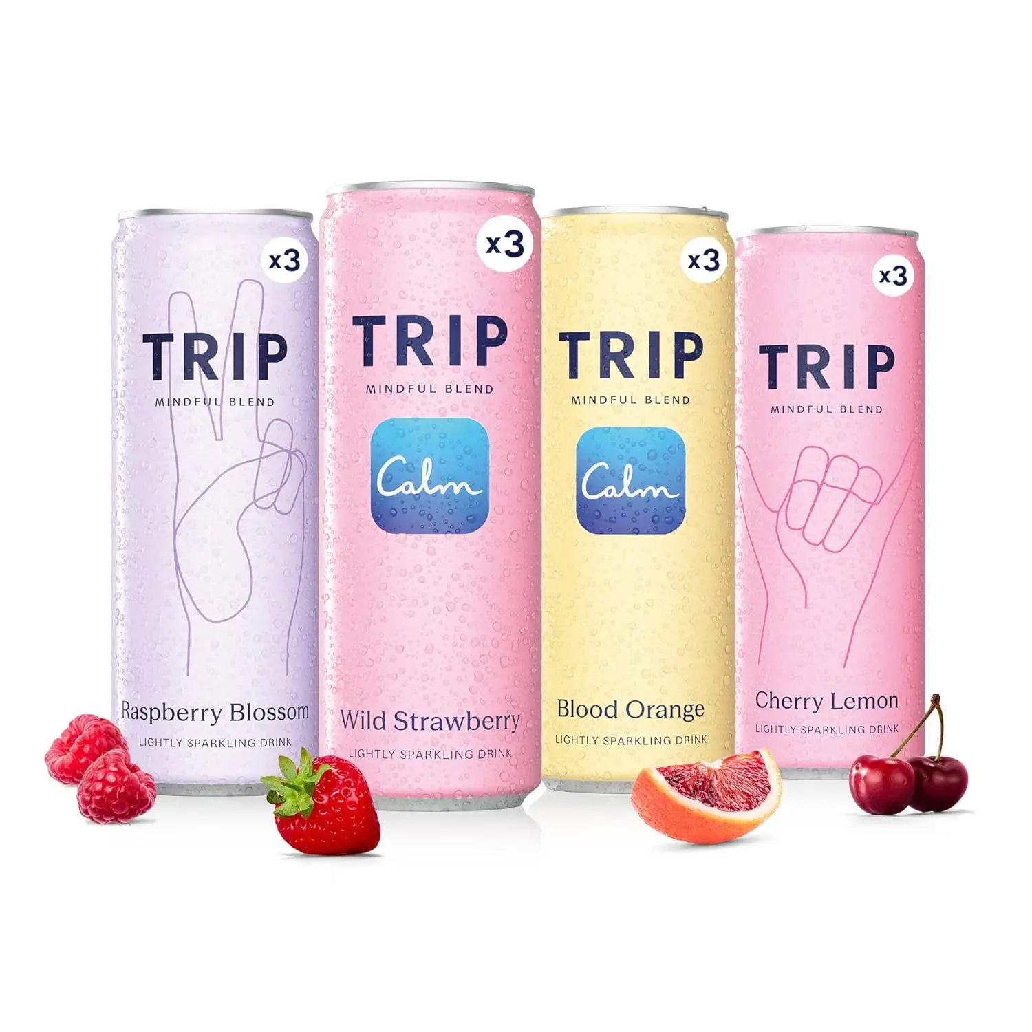 TRIP Sparkling Adaptogen Seltzer Variety NA Mocktail with Magnesium Ashwagandha Lions Mane L-Theanine NoSugar Vegan Citrus Berry 12oz 12pk