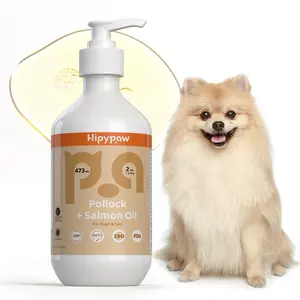 Hipypaw Wild Norway Salmon Oil with EPA & DHA, Omega-3 Fish Oil blend for Dogs & Cats, Supports Skin, Coat, Joint & Immunity (16oz)