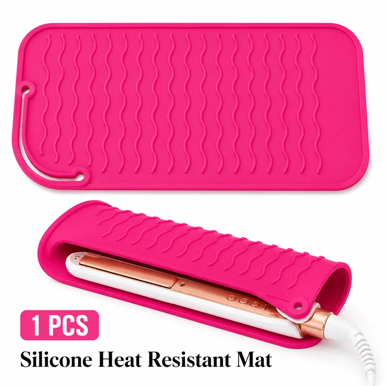 2-in-1 Premium Silicone Heat-Resistant Mat & Storage Pouch, Non-Slip Protector for Curling Irons, Flat Irons, Hair Straighteners, HairTok Salon-Grade Home & Travel Vanity Essential (Party Supplies)