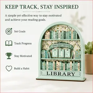 3D Wooden Annual Reading Tracker, Track Progress Up to 999 Books, DIY Text Base, Bookshelf Decor, Gift for Readers, Teachers, Writers