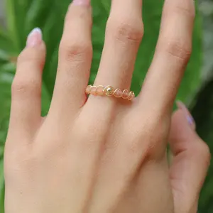 Sunstone Custom Dainty Twisted Crystal Rings | Wire wrapped rings | cute Beaded ring