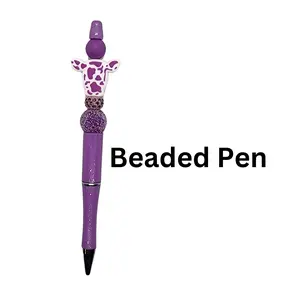Beaded Pen Cow, Writing Pen, Purple, Cow Print