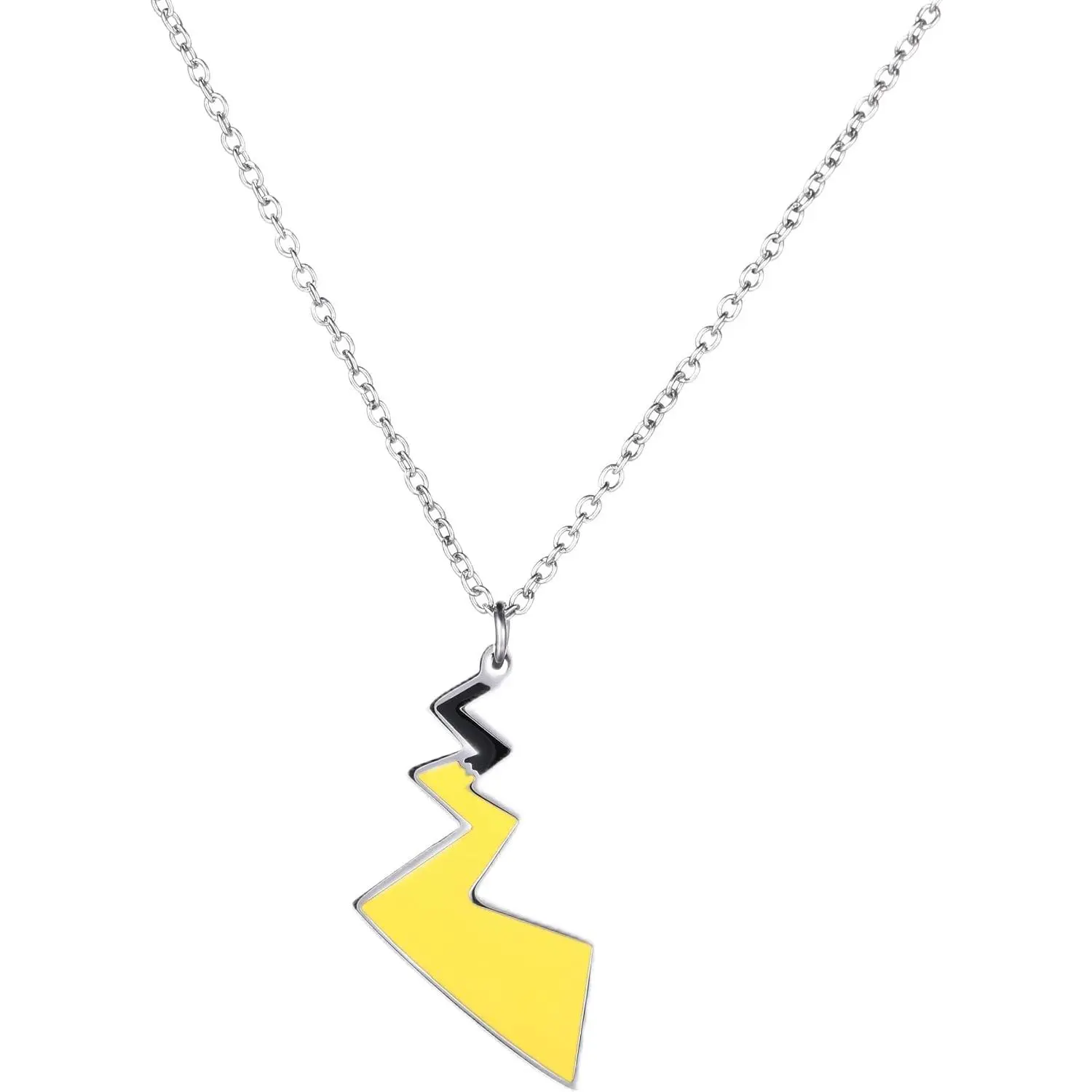 Anime Yellow Lightning Tail Necklace For Men Stainless Steel Pendant