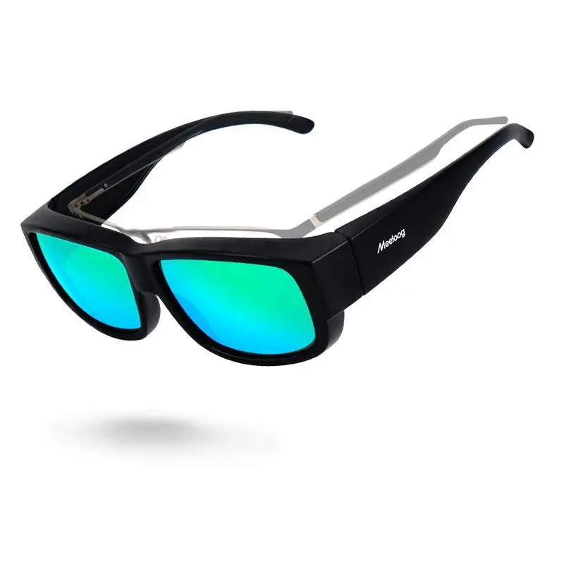 Meeloog Classic Fit Over Sunglasses for Men, Polarized TR90 Flexible Frame Shades, UV400 Anti Glare Glasses Wear Over Prescription, Windproof Goggles for Driving Fishing Beach, Impact Resistant Sun Protection, Lightweight Sport Eyewear