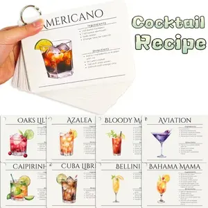 Classic Cocktail Recipe Cards Set, Perfect for Home Bartenders & Parties, Includes Creative Drink Recipes, Ideal for Bar Events