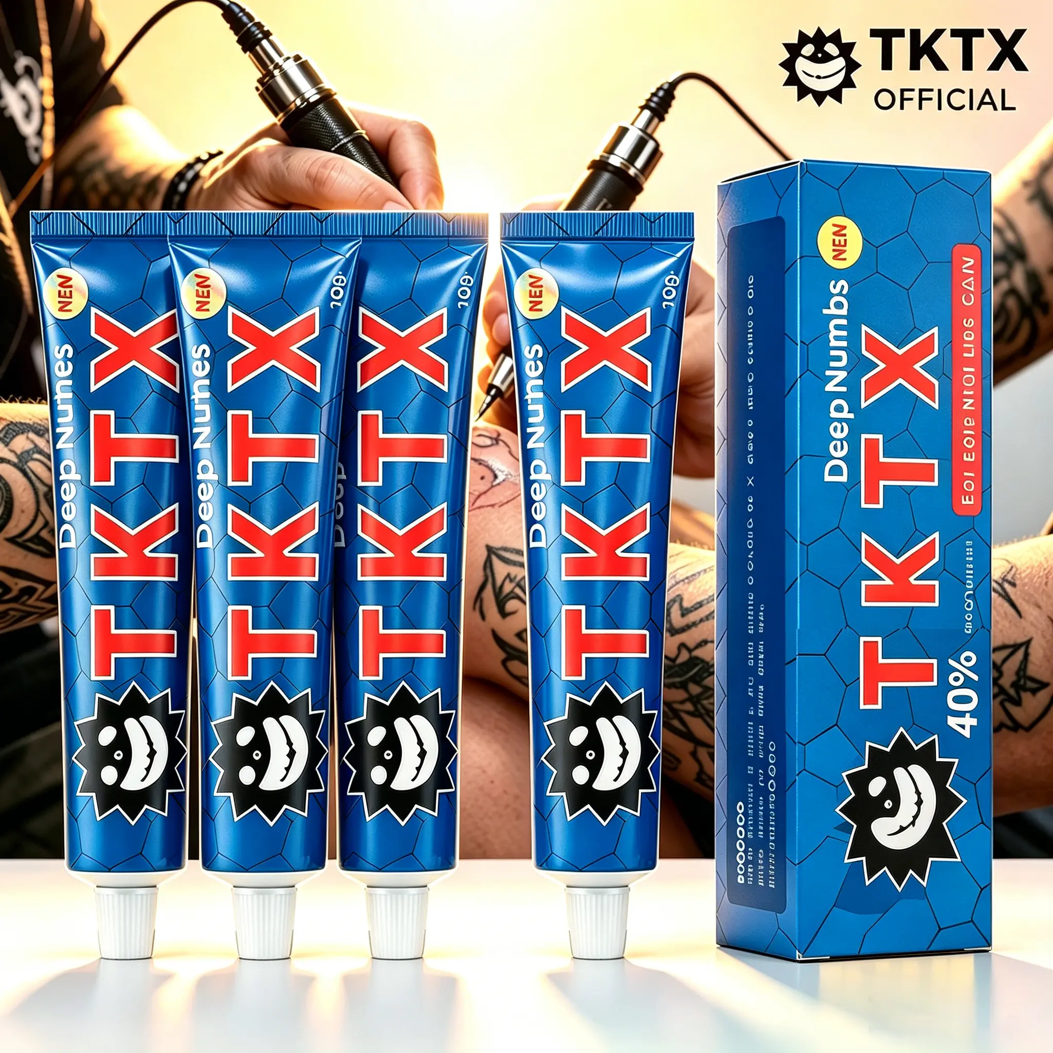 TKTX Blue 40% Max Strength Topical Anesthetic Numbing Cream Balm - 10g Strip Packs, All Skins Safe, Wait 40-60 Min, Painless for Tattoos, Long-Lasting for Beauty & Personal Care Procedures