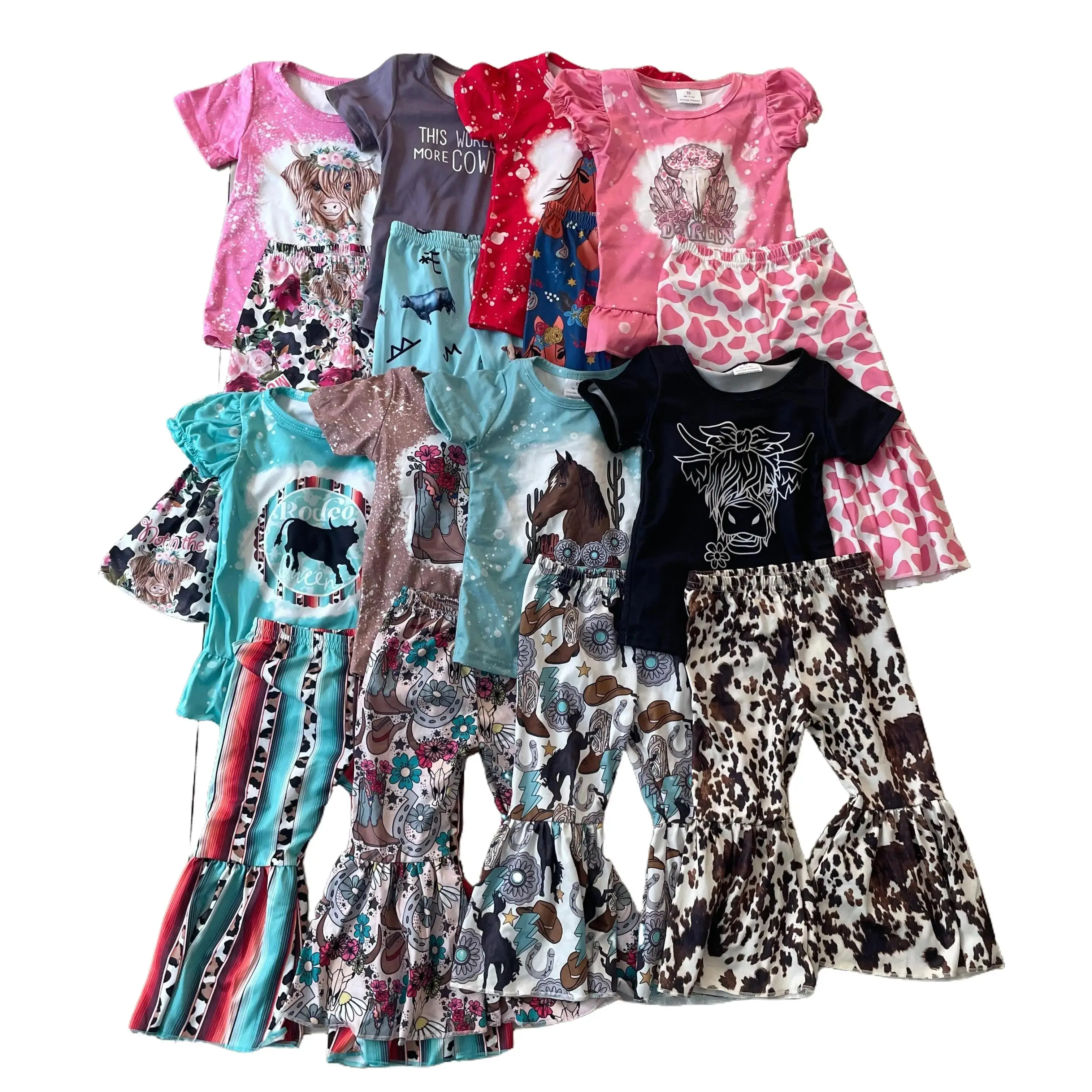 Girl Bell Bottom Outfit Westerm Clothing Set Spring Outfit