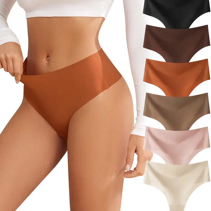 Thongs for Women High Waisted Seamless Underwear, Sexy Breathable Panties 6 Pack, Soft Breathable for Daily Wear,  Womenswear