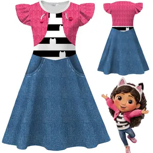 Gabby's Girls' Dress — Gabby's Dollhouse Cosplay Dress: Flutter-Sleeve Princess Gown