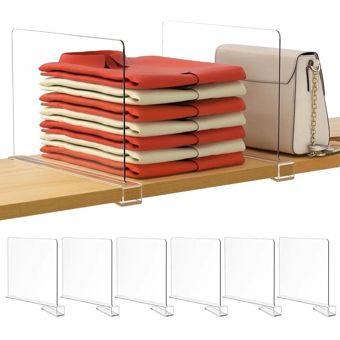 UFORU 6 Pack Closet Organizers and Storage, Clear Shelf Dividers, Vertical Purse Organizer for Closet Perfect for Sweater, Shirts, Handbags in Bedroom and Kitchen, Acrylic Bookshelf for Organization#SummerWins#DFYD