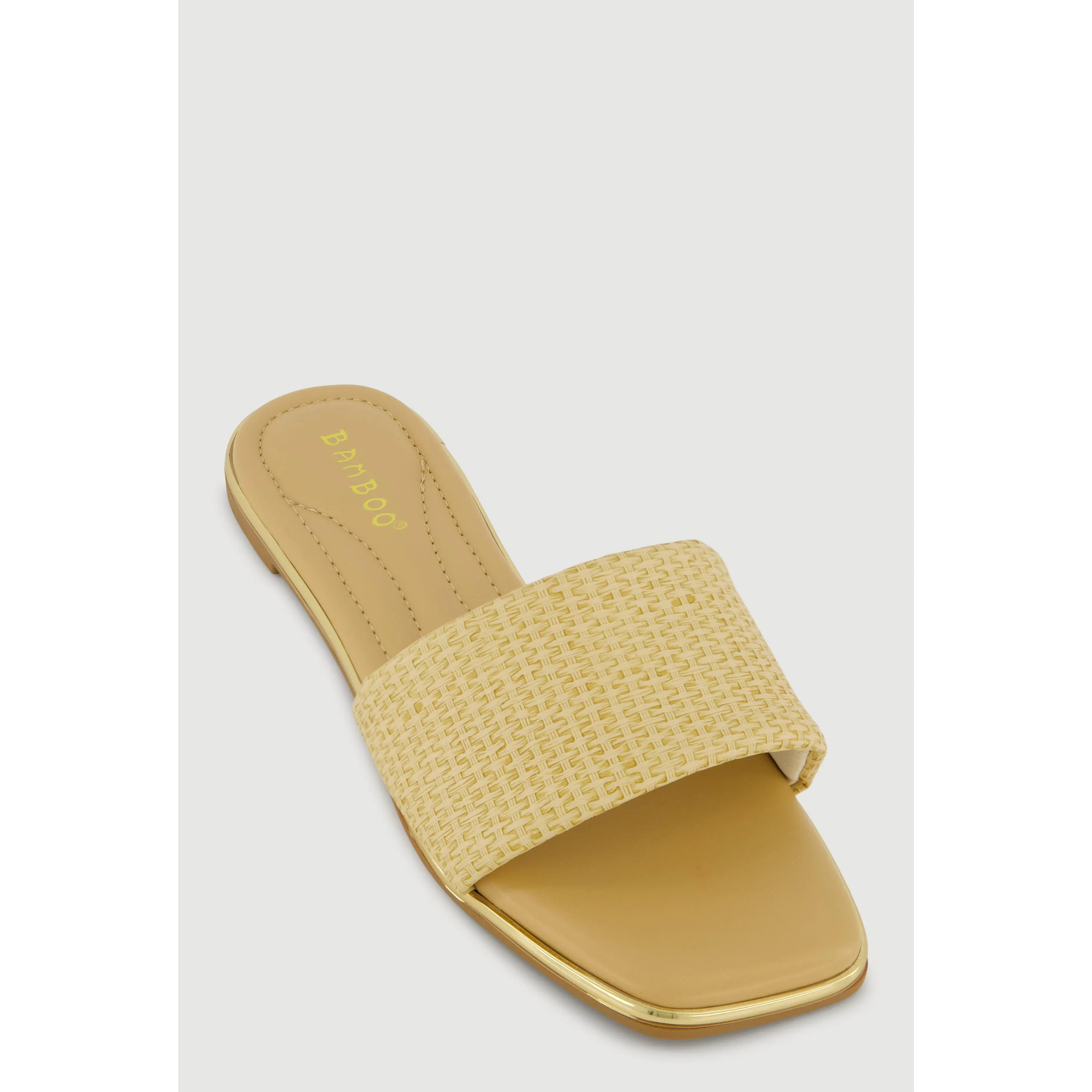 Metallic Trim Single Band Slide Sandals