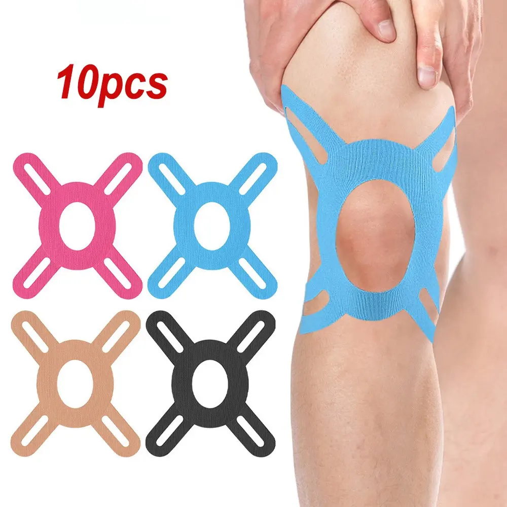 10pcs Precut Kinesiology Tape for Knees, Knee Support & Stability, Waterproof & Elastic, Breathable Hypoallergenic Latex-Free Tape