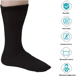 Creswell Men's Diabetic Crew Socks Made in USA Loose Fit Cotton Blend for Comfort & Moisture Management Top Recommended for Diabetes Foot Health