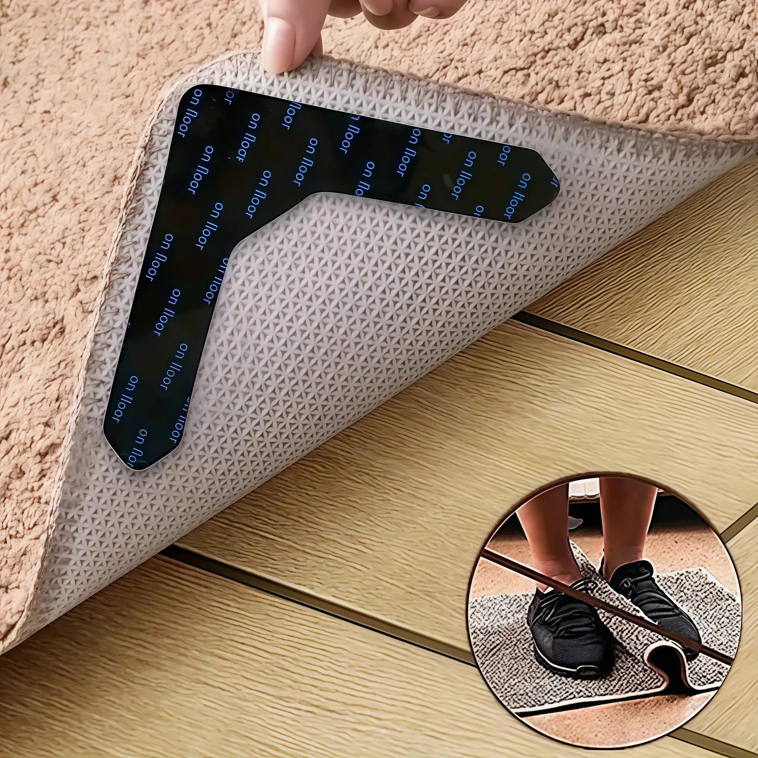 High Quality 8 Pieces Non-slip Carpet Stickers - Prevent Rugs From Moving And Rolling Edges -Suitable For Living Room Dining Room Bathroom Rugs