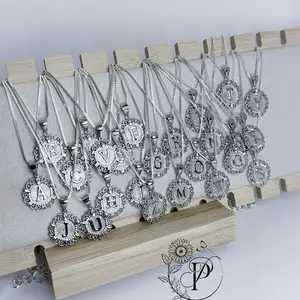 Dijes de Iniciales Plata de Ley 925 Italy Abecedario Completo Collares Personalizados para Mujer y Hombre Cadena Gratis