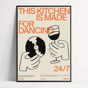 1pc Unframed Canvas Poster - This Kitchen Is For Dancing Painting - Canvas Wall Art - For Home Decor - Suitable for Bedroom, Office, Living Room, Cafe, Bar, Wall Decor - Perfect Gift for Housewarming & Art Lovers