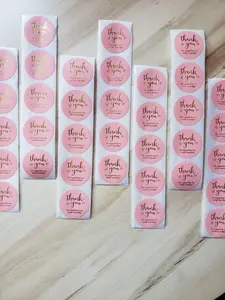 Pink 1 inch Stickers 100 Pcs Thank You For Supporting My Small Business