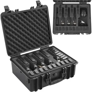 VEVOR Hard Pistol Cases with Pre-cut Lining, Waterproof & Dustproof Hard Gun Case for 5 Pistol & 30 Magazines, 18.7*16.3*8.8 in Lockable Pistol Case, Black