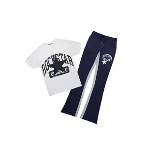 Mallor White/Navy T-Shirt/Stacked Baggy Track Pant Set Mallor White/Navy T-Shirt/Stacked Baggy Track Pant Set