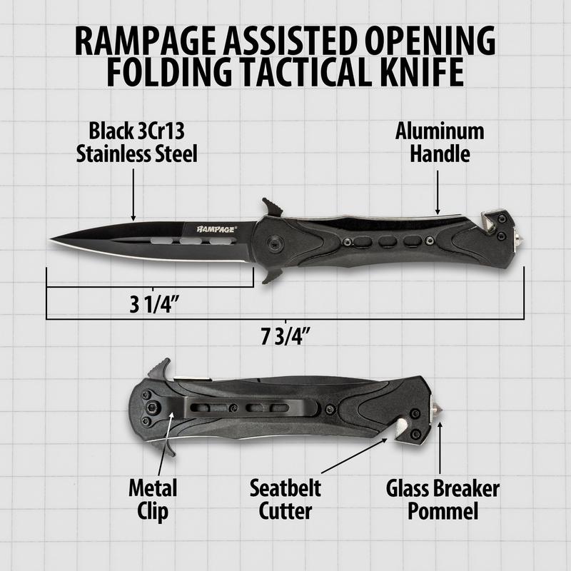 Rampage Assisted Opening Folding Tactical Knife