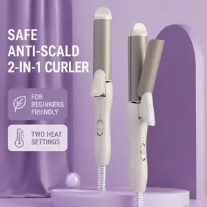 Professional 2-in-1 Hair Straightener Curling Iron, Negative Ion Ceramic Heating Plate, Fast Heating Multi Temp Control, Anti-Scald, Auto Shut Off, Dual Voltage, 360° Rotatable Cord, Portable Salon Quality Hair Styler for Women