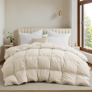 Goose Down Comforter – All-Season Duvet Insert with Soft Down-Proof Cover, Fluffy Like a Cloud Down Comforter (Full/Queen, Cream, 88" x 88")