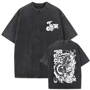 Washed Vintage Anime JoJo's Bizarre Adventure T-shirts Joseph Joestar Graphic T-shirt Men Women Casual Retro Oversized T Shirts