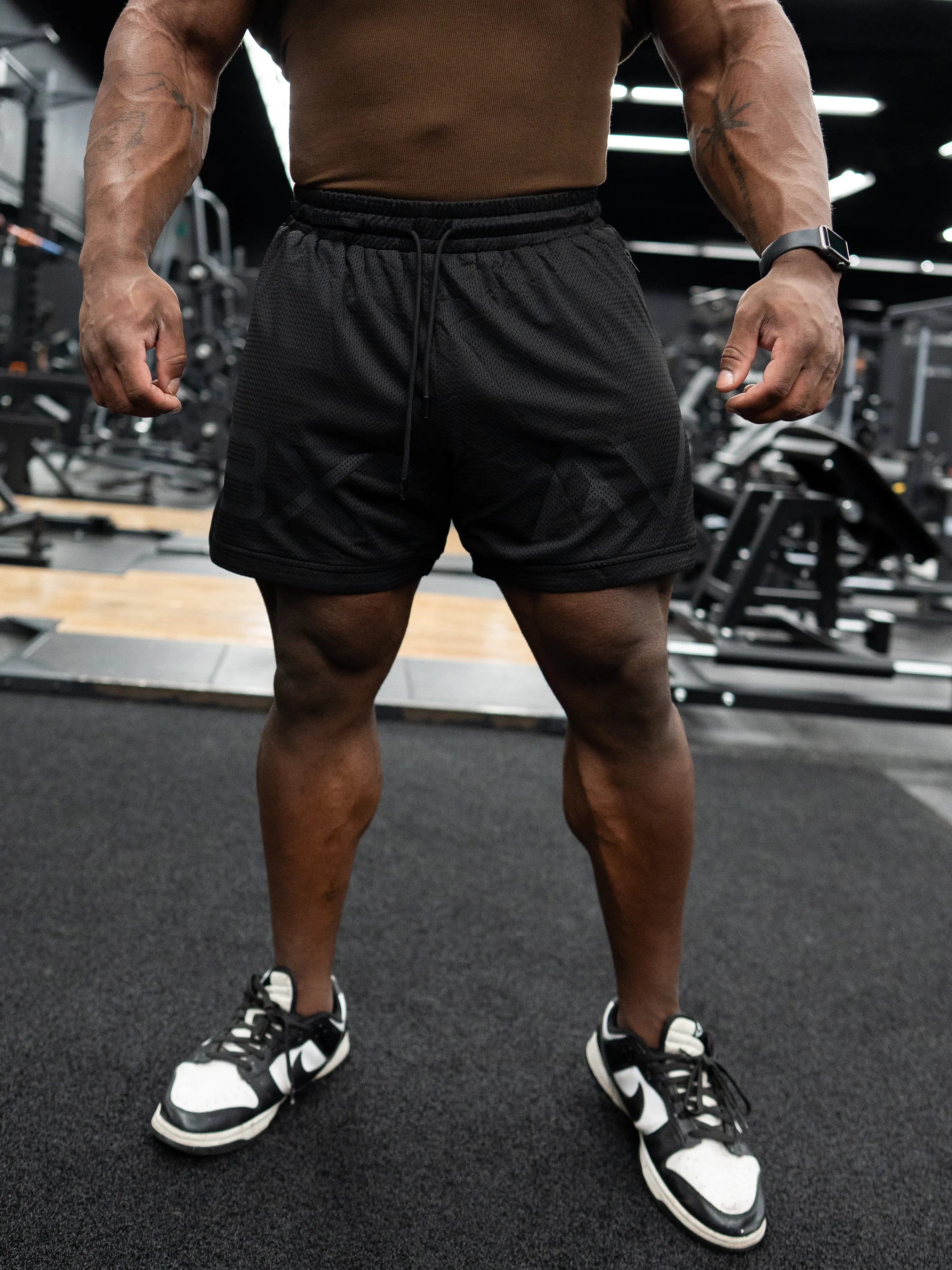 Split Logo Mesh Shorts