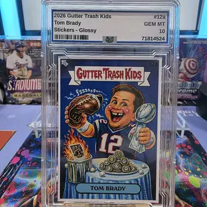 Gutter Trash Kids 2026 Tom Brady #12a Stickers Glossy Gem MT 10 Custom Card by Slab Lab