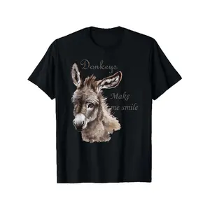 men's wear flash sale Donkeys Make Me Smile Graphic T-Shirt - 100% Cotton Retro Donkey Face Design with Brown & White Donkey Print, Unisex Casual Comfort Fit S-XXXL, Funny Animal Lover Gift for Men & Women, Casual Attire & Themed Events, Machine Washable